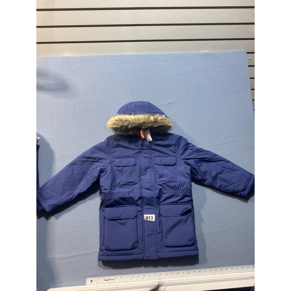 The Children's Place Boys Sherpa Lined Hooded Parka Jacket Sz‎ M Blue Brand New